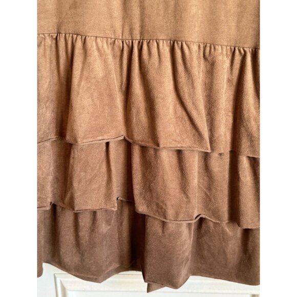 Wrangler Womens Suede Tiered Midi Dress Size Medium 3/4 Sleeve Brown Neutral - Picture 3 of 7